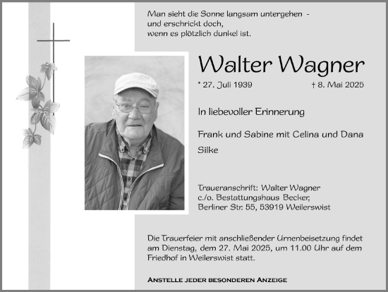 Anzeige von Walter Wagner von  Blickpunkt Euskirchen 