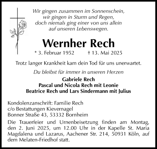 Anzeige von Wernher Rech von Kölner Stadt-Anzeiger / Kölnische Rundschau / Express
