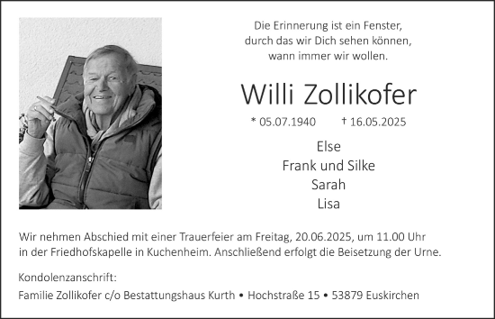 Anzeige von Willi Zollikofer von  Blickpunkt Euskirchen 