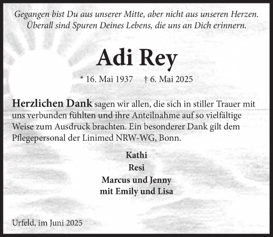 Anzeige von Adi Rey von  Schlossbote/Werbekurier 
