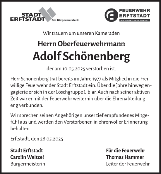 Anzeige von Adolf Schönenberg von  Werbepost 