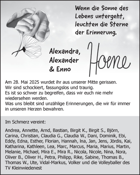 Anzeige von Alexandra Hoene von  Anzeigen Echo 