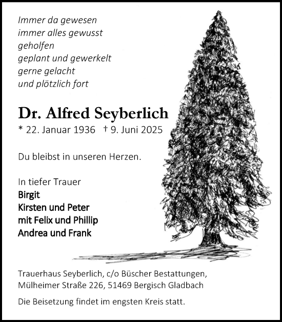 Anzeige von Alfred Seyberlich von Kölner Stadt-Anzeiger / Kölnische Rundschau / Express