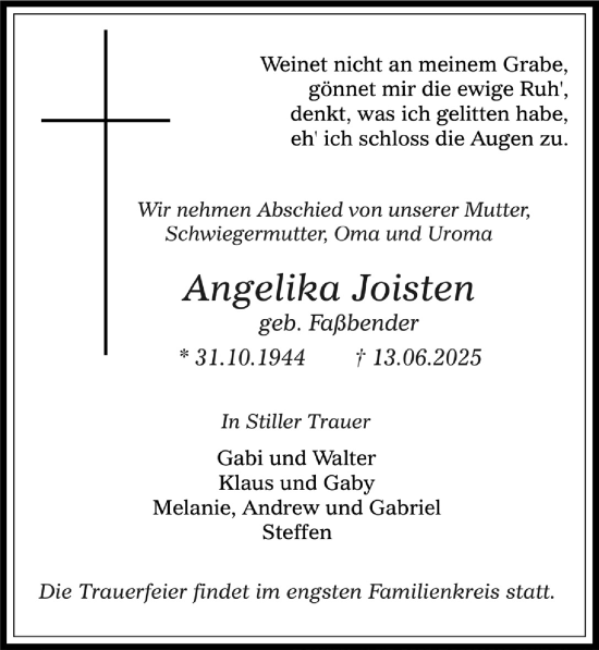 Anzeige von Angelika Joisten von  Werbepost 