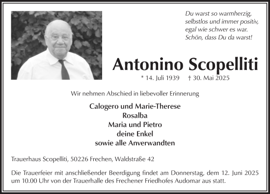 Anzeige von Antonino Scopelliti von  Wochenende 