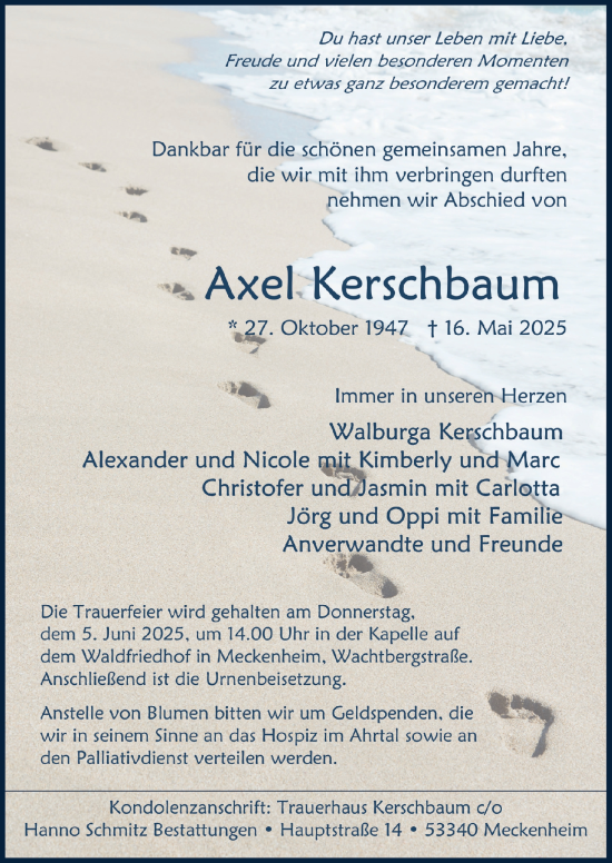 Anzeige von Axel Kerschbaum von  Schaufenster/Blickpunkt 
