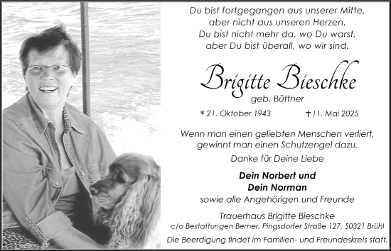 Anzeige von Brigitte Bieschke von  Schlossbote/Werbekurier 