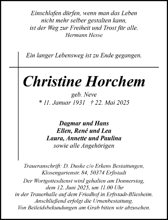 Anzeige von Christine Horchem von  Werbepost 