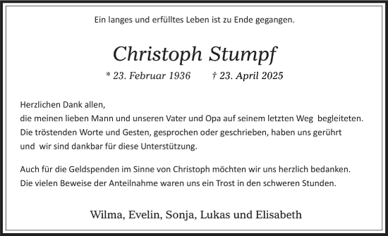 Anzeige von Christoph Stumpf von  Werbepost 