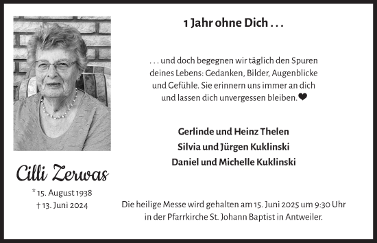 Anzeige von Cilli Zerwas von  Blickpunkt Euskirchen 