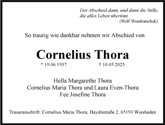 Anzeige von Cornelius Thora von Kölner Stadt-Anzeiger / Kölnische Rundschau / Express