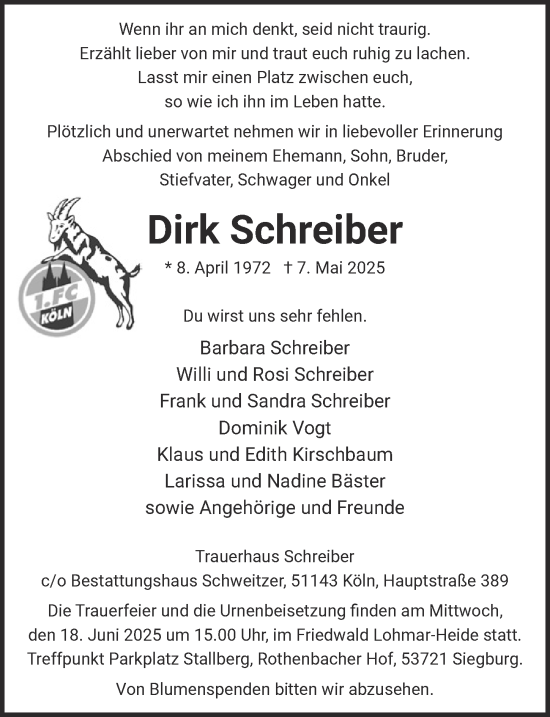 Anzeige von Dirk Schreiber von  EXPRESS - Die Woche 