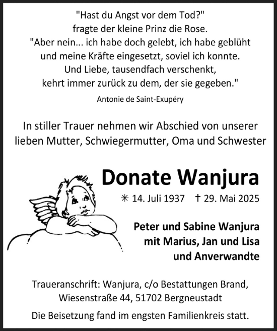 Anzeige von Donate Wanjura von  Anzeigen Echo 