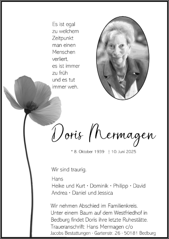 Anzeige von Doris Mermagen von  Werbepost 