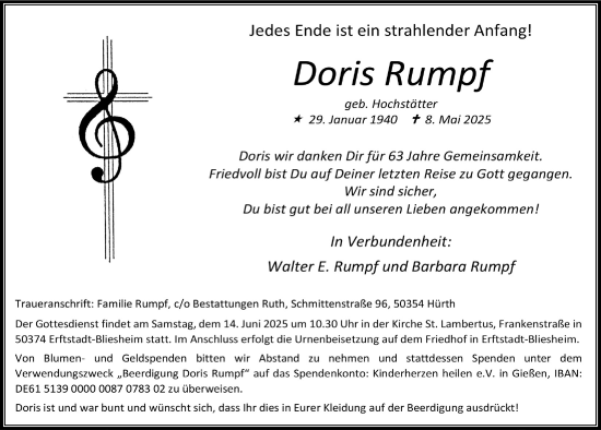 Anzeige von Doris Rumpf von  Werbepost 