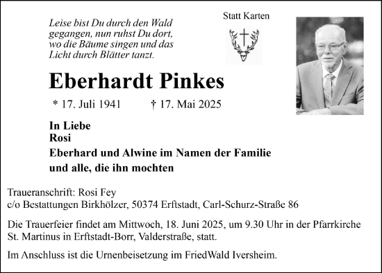 Anzeige von Eberhardt Pinkes von  Werbepost 