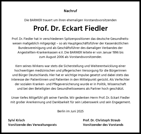 Anzeige von Eckart Fiedler von Kölner Stadt-Anzeiger / Kölnische Rundschau / Express