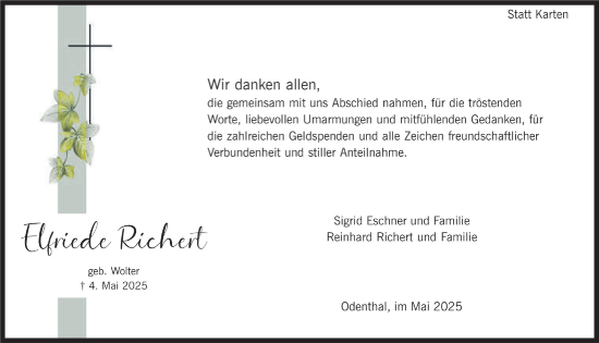 Anzeige von Elfriede Richert von  Bergisches Handelsblatt 