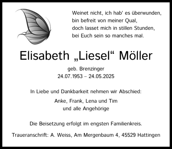 Anzeige von Elisabeth Möller von  Lokale Informationen 