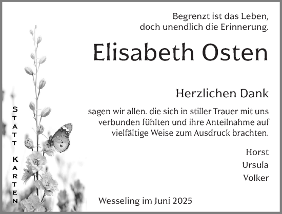 Anzeige von Elisabeth Osten von  Schlossbote/Werbekurier 