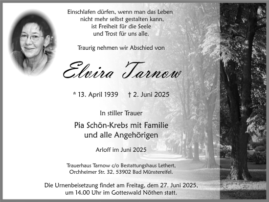 Anzeige von Elvira Tarnow von  Blickpunkt Euskirchen 