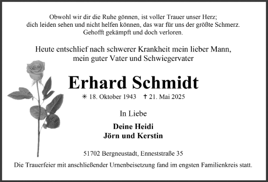 Anzeige von Erhard Schmidt von  Anzeigen Echo 