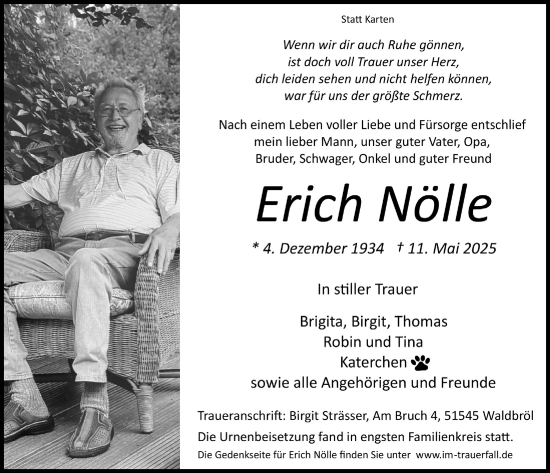 Anzeige von Erich Nölle von  Lokalanzeiger 