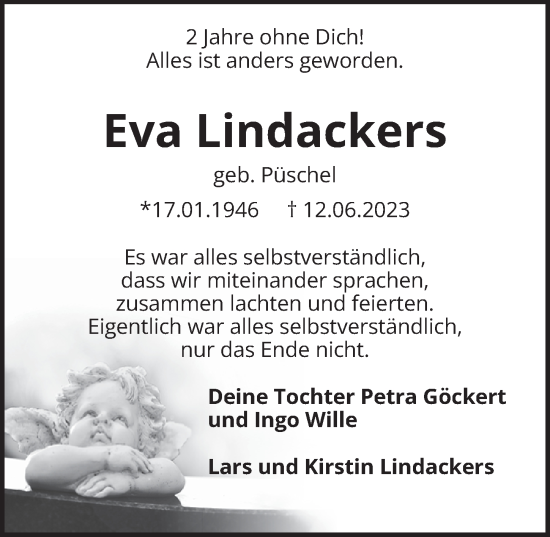 Anzeige von Eva Lindackers von  EXPRESS - Die Woche 