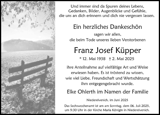 Anzeige von Franz Josef Küpper von  Blickpunkt Euskirchen 
