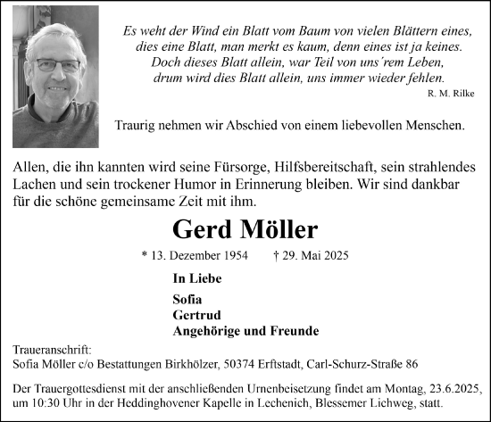 Anzeige von Gerd Möller von  Werbepost 
