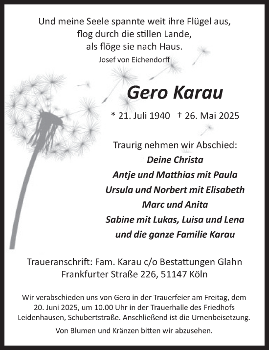 Anzeige von Gero Karau von  EXPRESS - Die Woche 