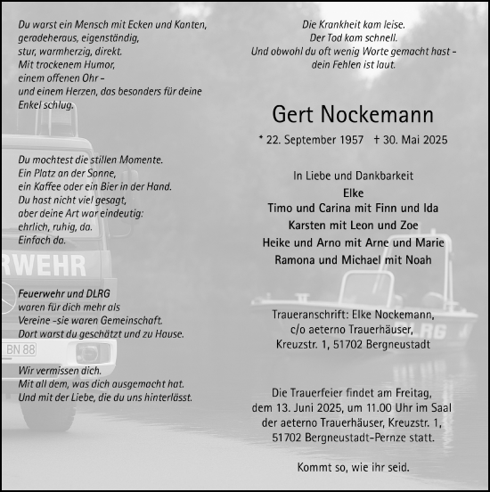 Anzeige von Gert Nockemann von  Anzeigen Echo 