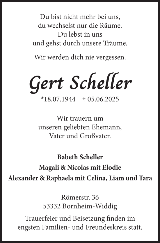 Anzeige von Gert Scheller von  Schaufenster/Blickpunkt 