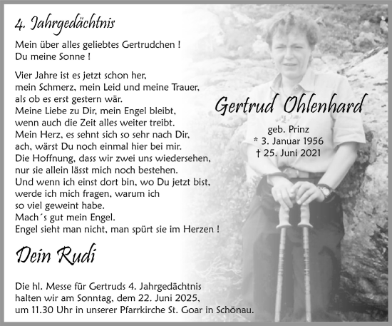 Anzeige von Gertrud Ohlenhard von  Blickpunkt Euskirchen 