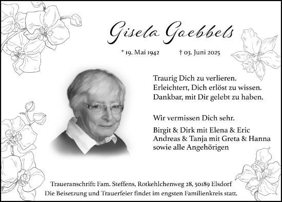Anzeige von Gisela Goebbels von  Werbepost 