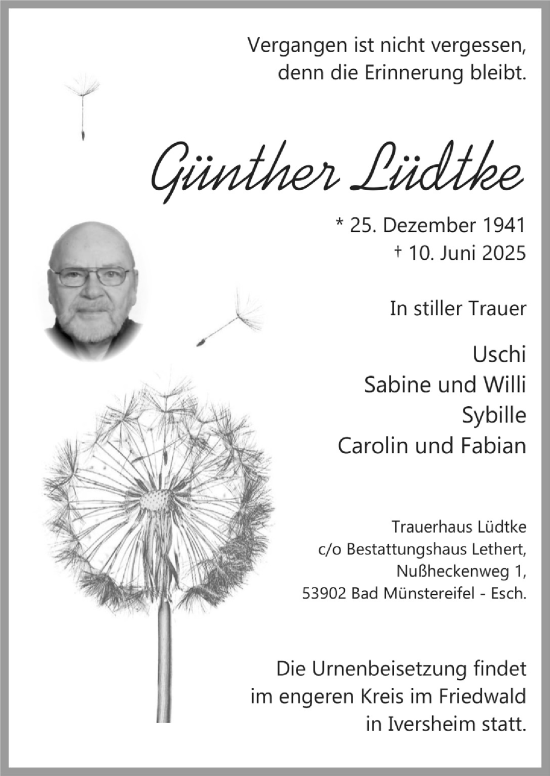 Anzeige von Günther Lüdtke von  Blickpunkt Euskirchen 