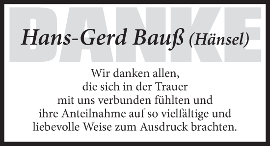 Anzeige von Hans-Gerd Bauß von  Anzeigen Echo 