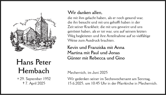 Anzeige von Hans Peter Hembach von  Blickpunkt Euskirchen 