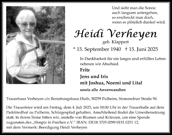 Anzeige von Heidi Verheyen von  Wochenende 