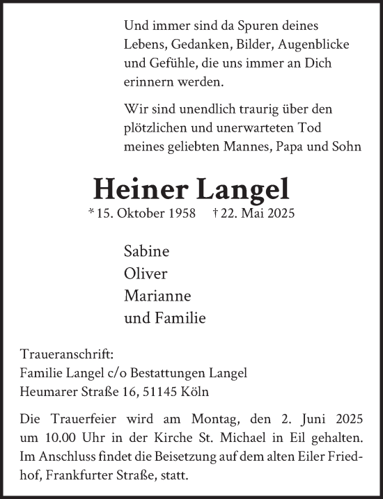 Anzeige von Heiner Langel von  EXPRESS - Die Woche 