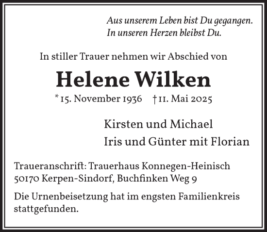 Anzeige von Helene Wilken von  Werbepost 