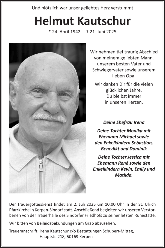Anzeige von Helmut Kautschur von  Werbepost 