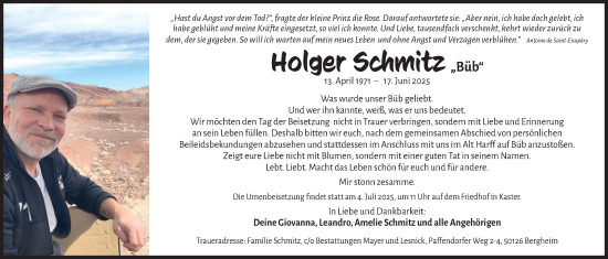 Anzeige von Holger Schmitz von  Werbepost 
