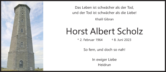 Anzeige von Horst Albert Scholz von Kölner Stadt-Anzeiger / Kölnische Rundschau / Express