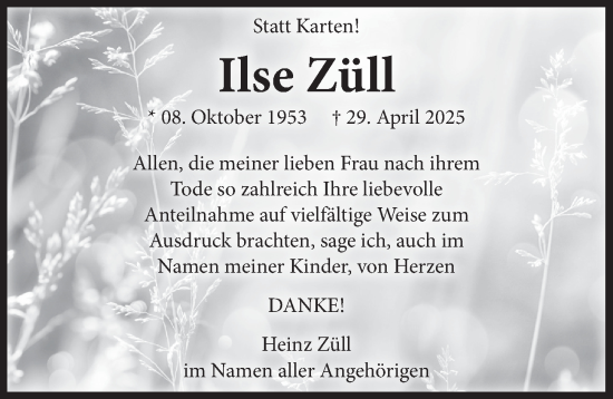 Anzeige von Ilse Züll von  Blickpunkt Euskirchen 