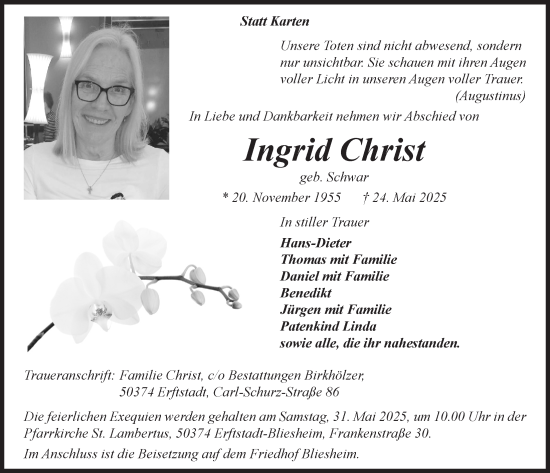 Anzeige von Ingrid Christ von  Werbepost 