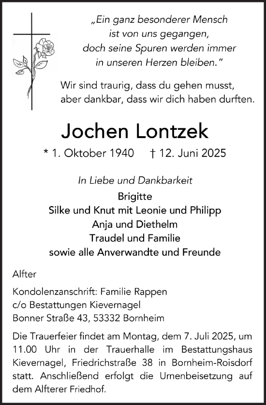 Anzeige von Jochen Lontzek von  Schaufenster/Blickpunkt 