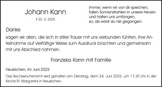 Anzeige von Johann Kann von  Schaufenster/Blickpunkt 