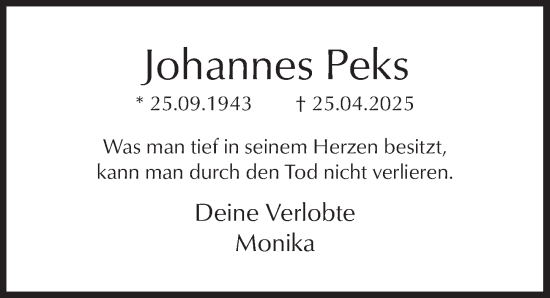 Anzeige von Johannes Peks von  Werbepost 
