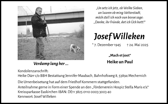 Anzeige von Josef Willeken von Kölner Stadt-Anzeiger / Kölnische Rundschau / Express